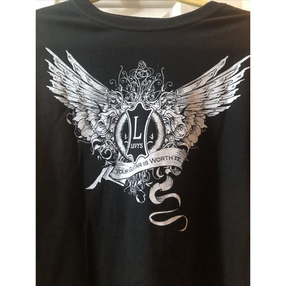 Levy's Guitar Strap Graphic T-shirt Black Small Au - Picture 2 of 5